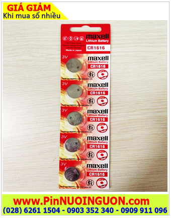 COMBO mua 01vỉ=5viên Pin Maxell CR1616 lithium 3v chính hãng _Giá chỉ 95.000vnd/ Vỉ 5viên